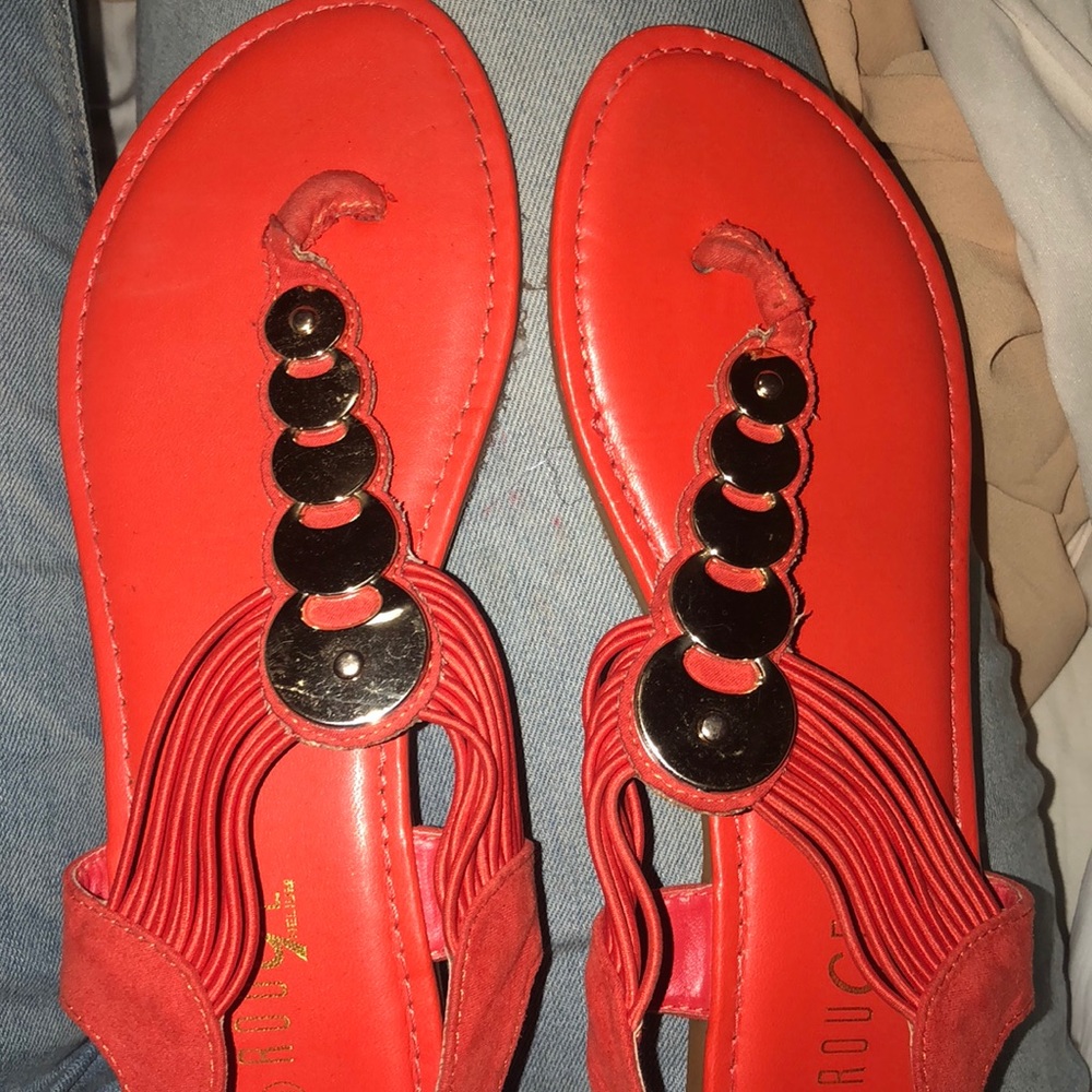 orange : gold top sandals
